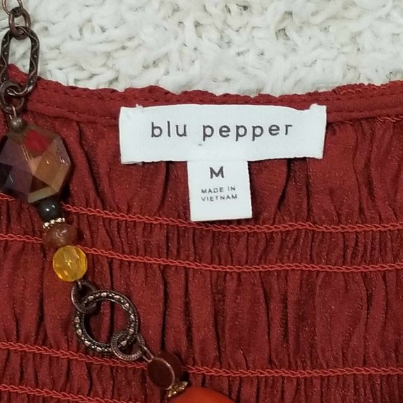 Dress. Smocked, Tiered. Paprika Color. Blu Pepper Brand. Size Medium. - Picture 10 of 10